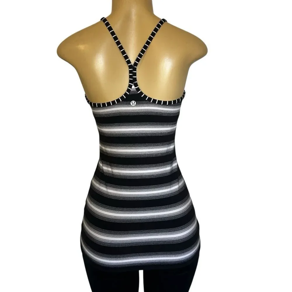 Lululemon power y tank striped size 6 black white